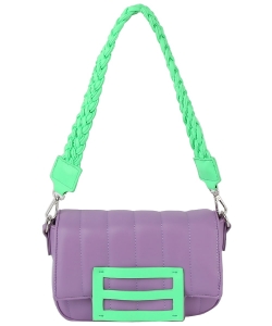 Candy Colorblock Flap Crossbody Bag LHU515-Z PURPLE